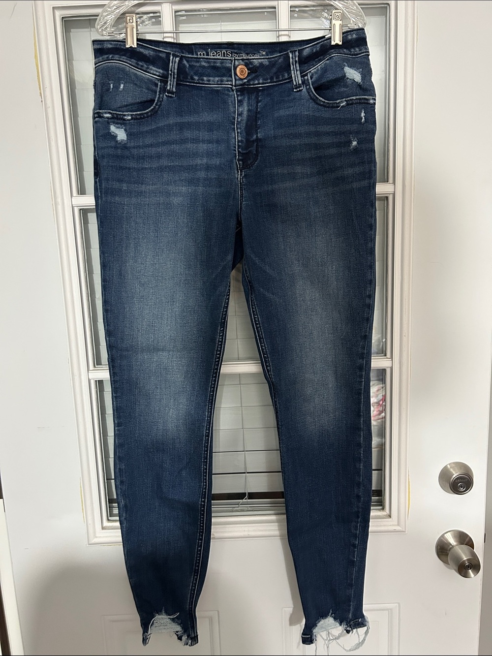Maurices Dark Blue Distressed Ankle Jeans